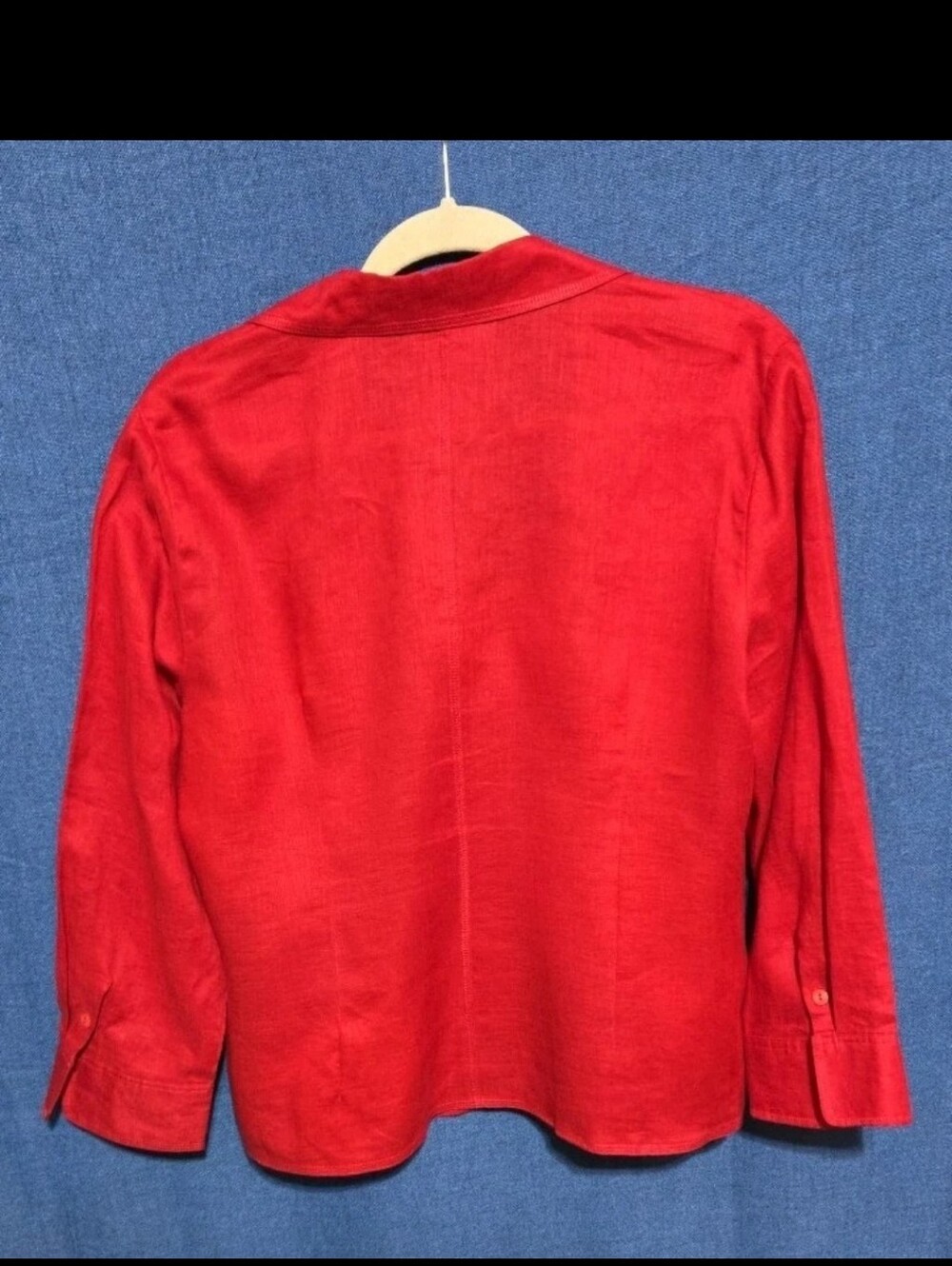 Jones New York Women's Red 100% Linen Long Sleeve Jacket Blouse 14 Business Work - Picture 4 of 8